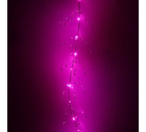 Изображение товара Гирлянда для дома Серпантин на батарейках 1,5 м, 18 ламп, LED, "Сверкающие хрусталики", (от 3хАА), Розовый 183-0002