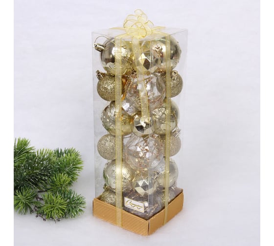 Изображение товара Набор шаров Серпантин "Winter magic" 6 см + 4 см, 24 предмета, Золото 201-3119
