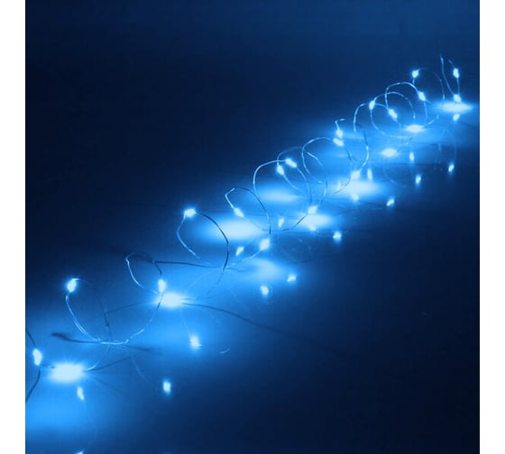 Изображение товара Гирлянда для дома Серпантин на батарейках 3,0 м, 30 ламп, LED, 1 режим, IP-20, Синий 183-0200