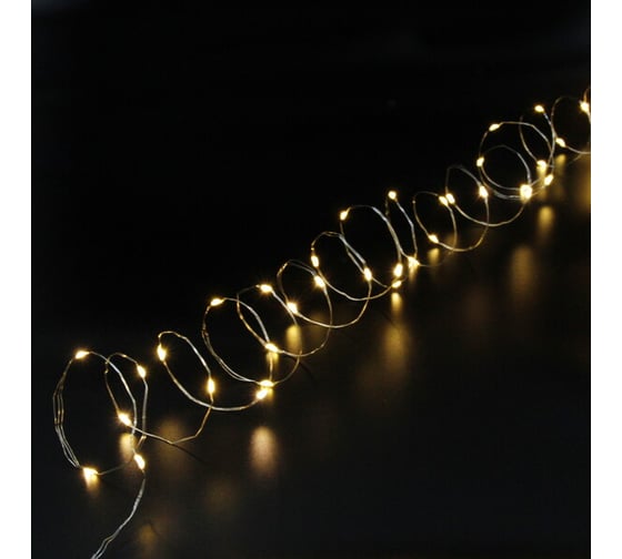 Изображение товара Гирлянда для дома Серпантин НИТЬ "Роса" 20 м, 200 ламп, LED, 8 режимов, IP-20, Теплый белый 725-0068