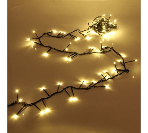 Изображение товара Гирлянда для дома Серпантин НИТЬ "Твинкл Лайт" 3 м, 100 ламп, LED, черный провод, 8 режимов, IP-20, Теплый белый (возможность соединения) 725-0054