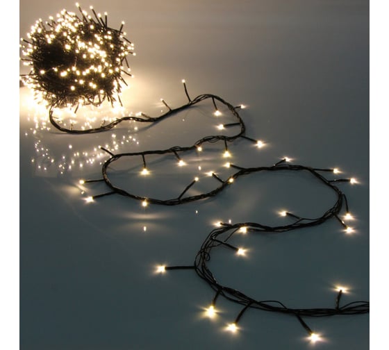 Изображение товара Гирлянда для дома Серпантин НИТЬ "Твинкл Лайт" 40 м, 800 ламп, LED, черный провод, 8 режимов, IP-20, Теплый белый (возможность соединения) 725-949