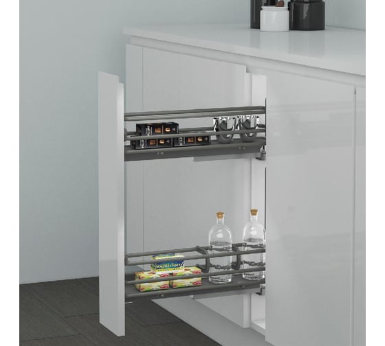 Изображение товара Сетка INOXA Ellite в базу 200 выдвижная с доводчиком, отделка орион серый 5104EY/20-45PAR