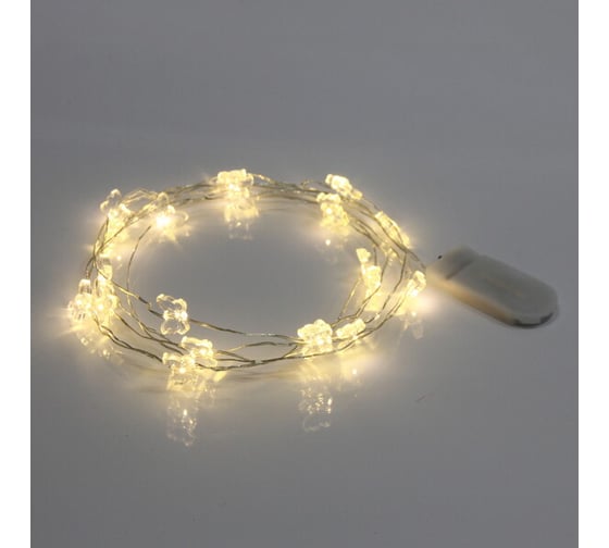 Изображение товара Гирлянда для дома Серпантин "Бабочка" на батарейках 2,0 м 20 ламп LED, 1 режим, IP-20, Теплый белый 183-0135