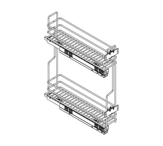Изображение товара Сетка INOXA Quadro в базу 150 выдвижная с Push to Open, отделка хром 10L12/15-45PCR