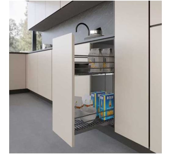 Изображение товара Сетка INOXA Quadro в базу 300 выдвижная с доводчиком, отделка орион серый 20S02/30-45PAR16