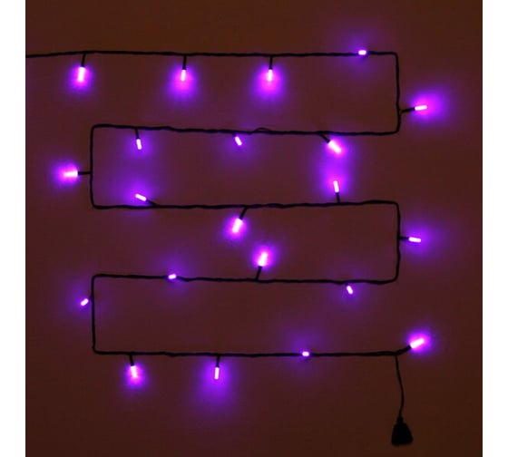 Изображение товара Гирлянда для дома Серпантин "Кристаллы" 16,0 м 180 ламп LED черный пров.,8 режимов, IP-40, Фиолетовый (возможность соединения) 130-304