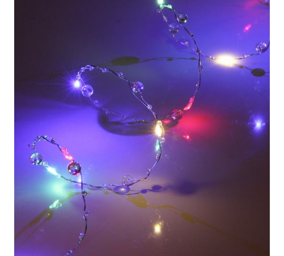 Изображение товара Гирлянда для дома Серпантин "Льдинка" на батарейках 2,0 м 20 ламп LED, 3 режима, IP-20, Мультицвет 183-0209