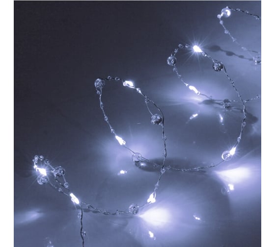 Изображение товара Гирлянда для дома Серпантин "Льдинка" на батарейках 2,0 м 20 ламп LED, 3 режима, IP-20, Белый 183-0211