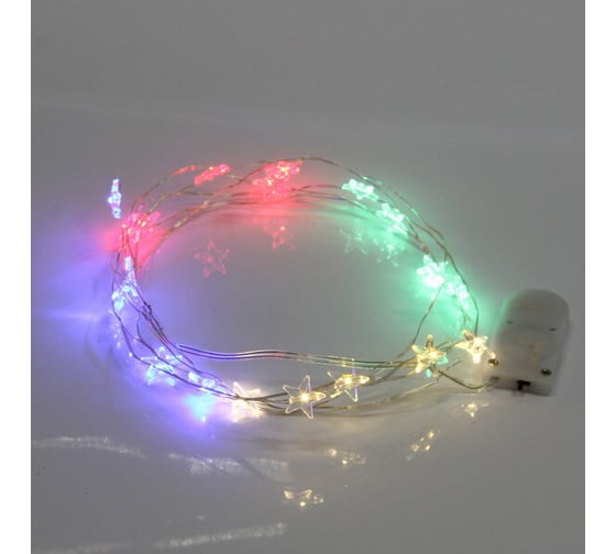 Изображение товара Гирлянда для дома Серпантин "Звездочка" на батарейках 2,0 м 20 ламп LED, 1 режим, IP-20, Мультицвет 183-0138