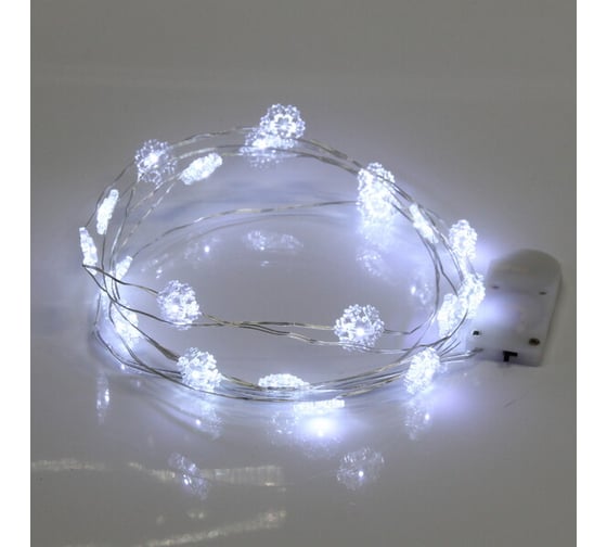 Изображение товара Гирлянда для дома Серпантин "Снежинка" на батарейках 2,0 м 20 ламп LED, 1 режим, IP-20, Белый 183-0131