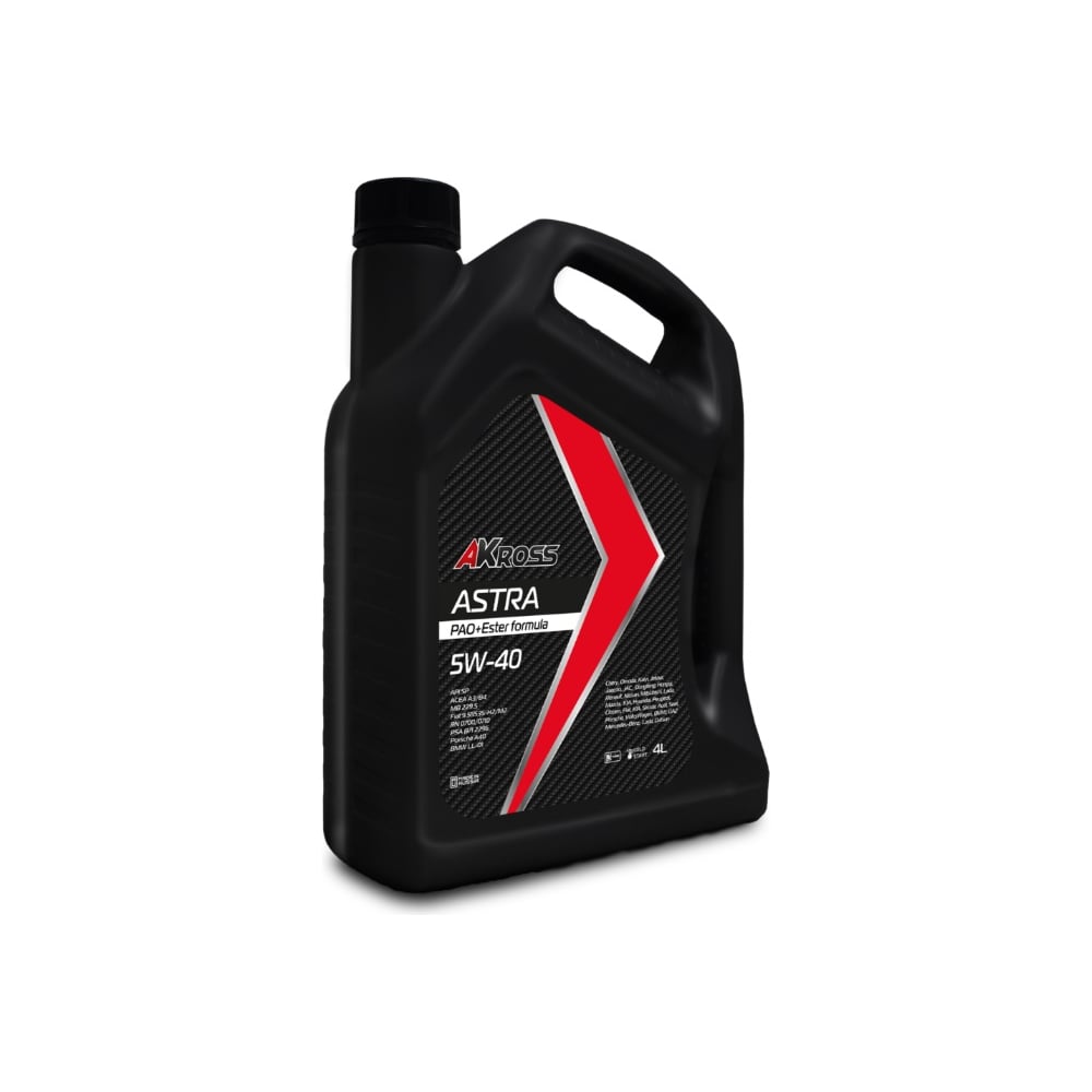 Изображение товара Моторное синтетическое масло AKross Astra 5W-40 API SP ACEA А3/В4 PAO+Ester 4 л AMO0056