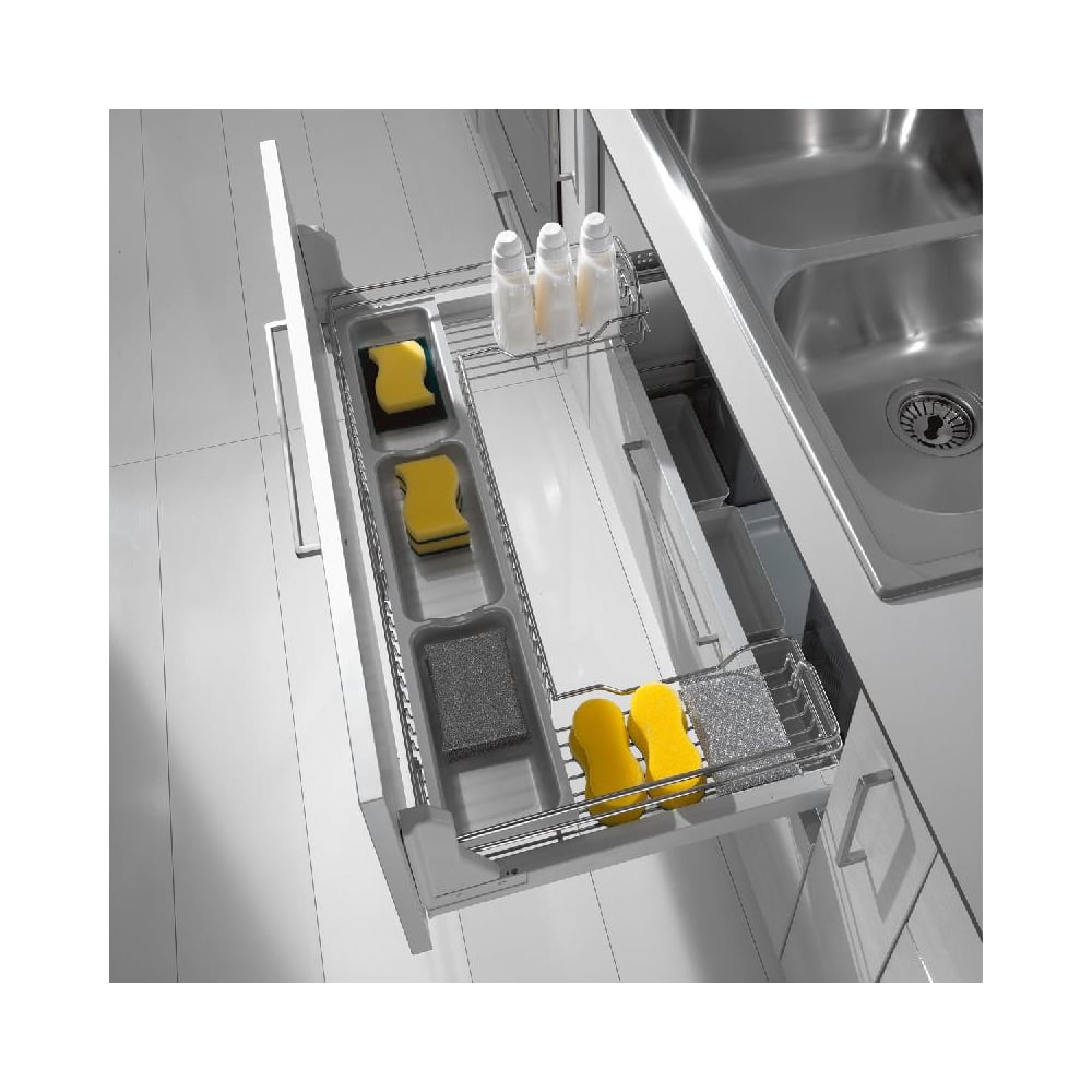 Изображение товара Выдвижная сетка INOXA в базу 900 с доводчиком хром для кухонных шкафов