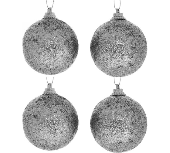Изображение товара Новогодние шары Серпантин 5 см, набор 4 шт., "Блестящее напыление", серебро 201-0534