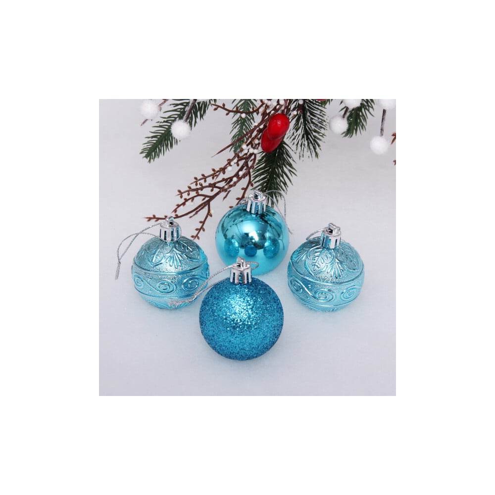 Изображение товара Новогодние шары Серпантин 5 см набор 4 шт. Микс фактур голубой