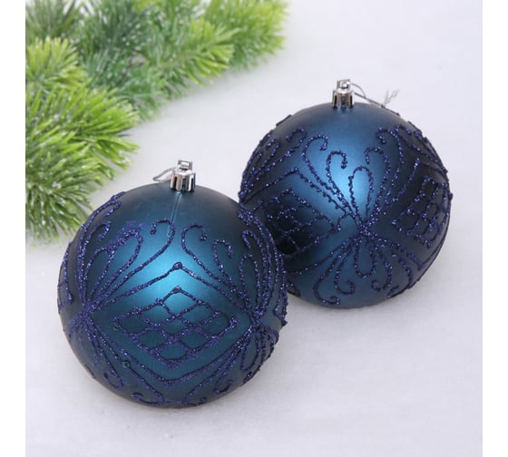 Изображение товара Новогодние шары Серпантин 10 см, набор 2 шт., "Загадочная мечта", сапфир 201-3697