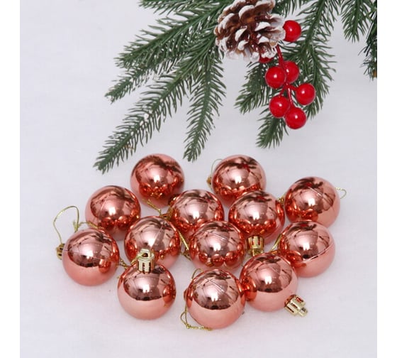 Изображение товара Новогодние шары Серпантин 4 см, набор 24 шт., "Глянец", розовое золото 201-1377
