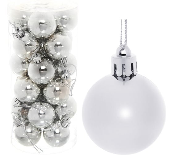 Изображение товара Новогодние шары Серпантин 4 см, набор 24 шт., "Глянец", серебро 201-0621