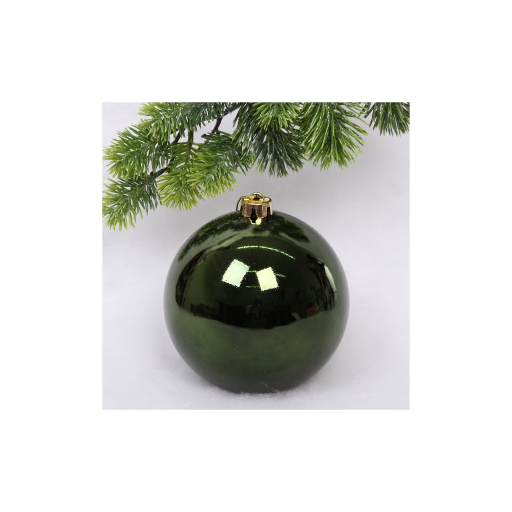 Изображение товара Новогодний шар Серпантин 15 см Глянец изумруд - яркое праздничное украшение