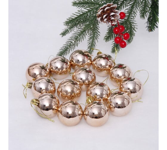 Изображение товара Новогодние шары Серпантин 5 см, набор 24 шт., "Глянец", шампань 652-251