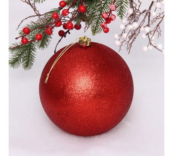 Изображение товара Новогодний шар Серпантин 20 см "Глиттер", красный 204-838