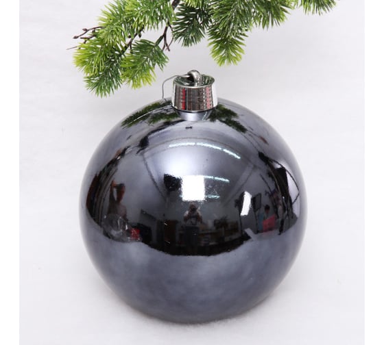 Изображение товара Новогодний шар Серпантин 25 см "Глянец", графит 652-284