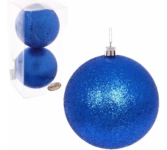 Изображение товара Новогодние шары Серпантин 10 см, набор 2 шт., "Глиттер", синий 201-0712