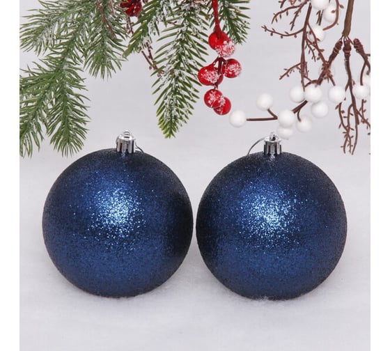Изображение товара Новогодние шары Серпантин 10 см, набор 2 шт., "Глиттер", сапфир 201-1433