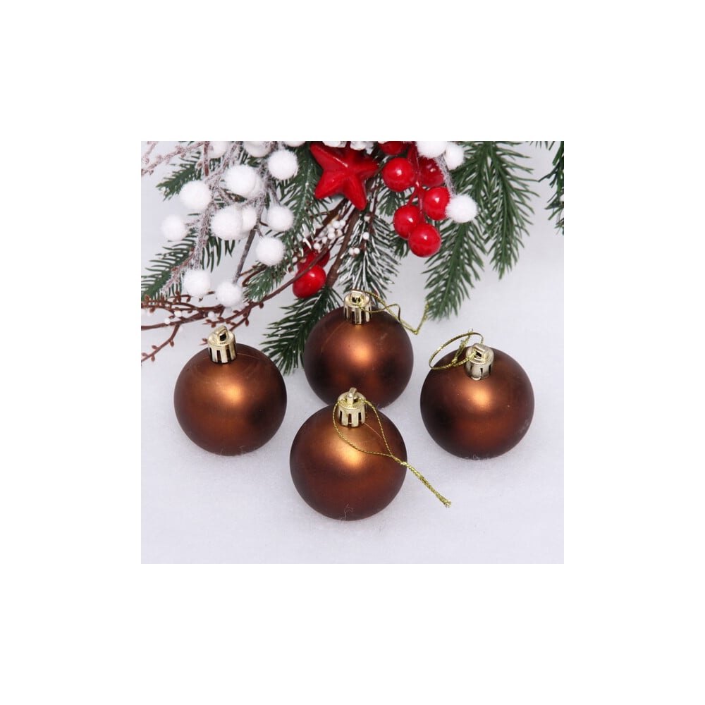 Изображение товара Новогодние шары Серпантин 5 см, набор 4 шт., матовые шоколад