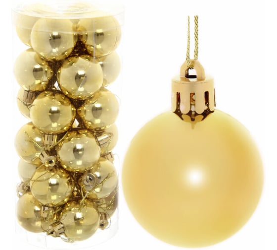Изображение товара Новогодние шары Серпантин 4 см, набор 24 шт., "Глянец", золото 201-0620