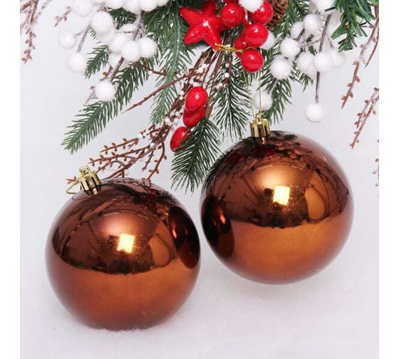 Изображение товара Новогодние шары Серпантин 10 см, набор 2 шт., "Глянец", шоколад 652-229