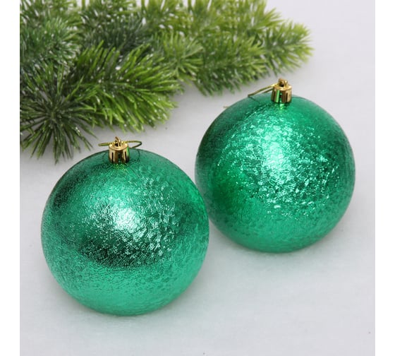 Изображение товара Новогодние шары Серпантин 10 см, набор 2 шт., "Мягкий блеск", зеленый 652-314