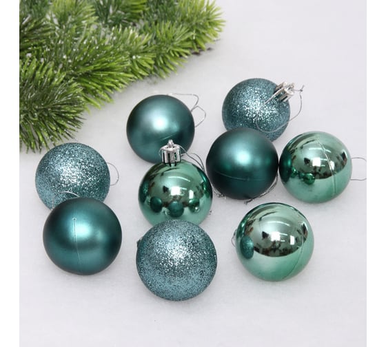 Изображение товара Новогодние шары Серпантин 5 см, набор 24 шт., "Микс фактур", темный нефрит 652-361