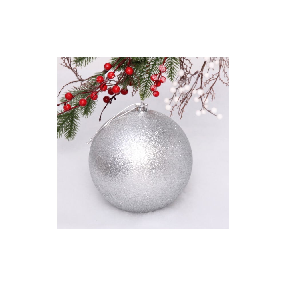 Изображение товара Новогодний шар Серпантин 20 см Глиттер серебро украшение для елки и интерьера