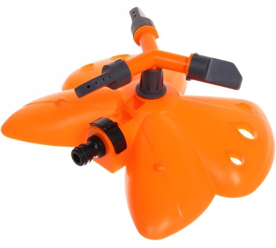 Изображение товара Разбрызгиватель Добросад "Бабочка оранжевая" горизонтальный, круговой, 3 лейки 796-031