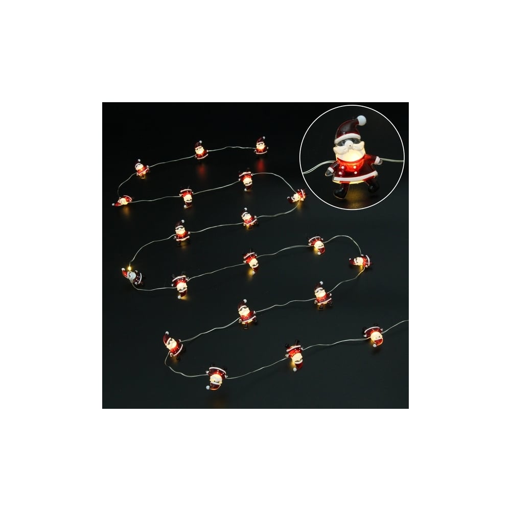 Изображение товара Гирлянда для дома Серпантин Дед Мороз 2м 20 LED ламп на батарейках IP20