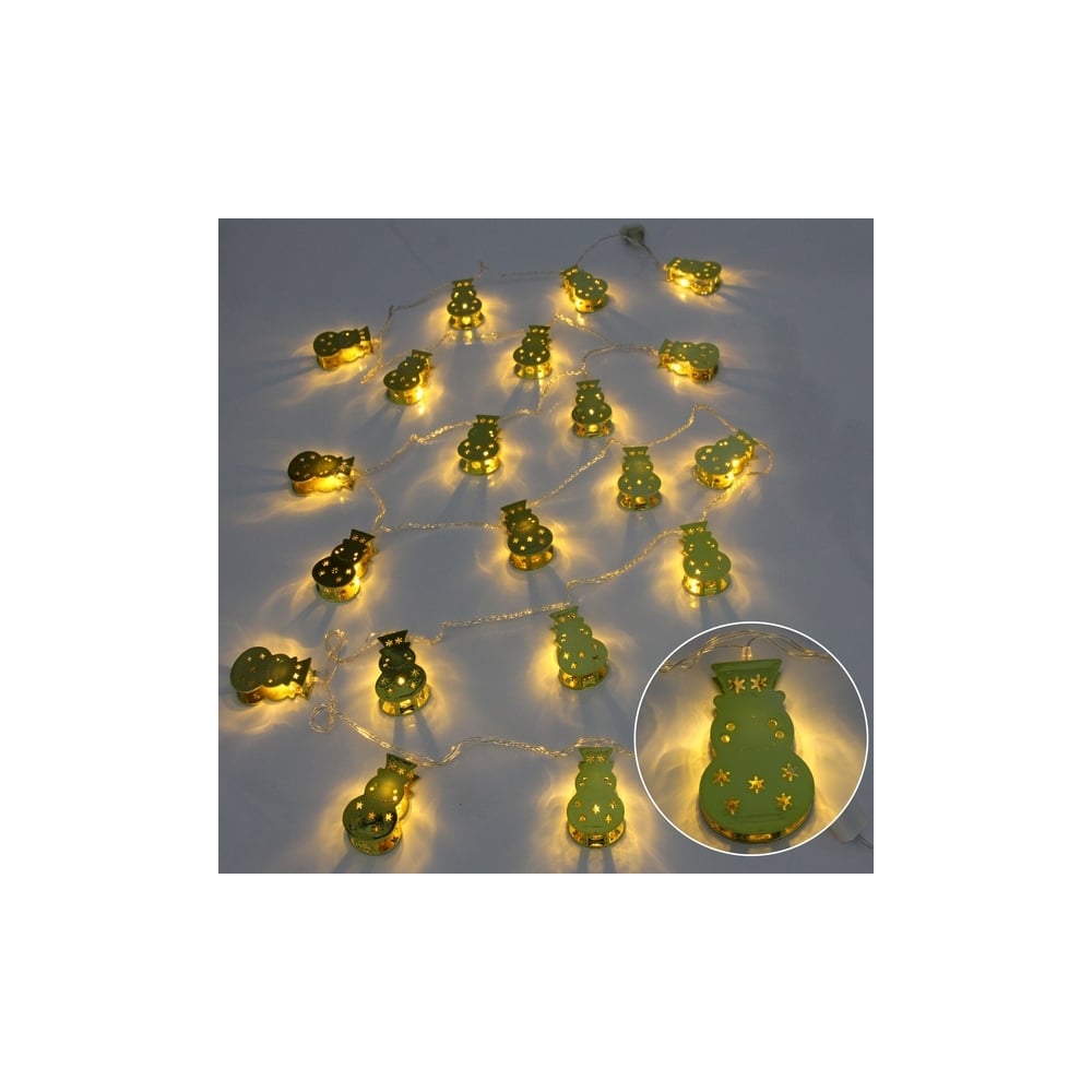 Изображение товара Гирлянда для дома Серпантин Золотой снеговик 4м 20 LED теплый белый