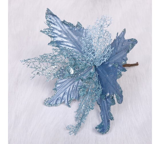Изображение товара Украшение новогоднее Серпантин "Пуансеттия-Нежность" 23 см, Голубой 196-944