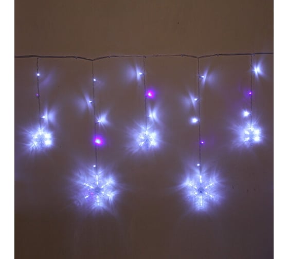 Изображение товара Гирлянда для дома Серпантин БАХРОМА "Снежинка" ш2,5 м* в0,6/0,9м 130 ламп LED, IP-20, Белый, синий мерцает (возможность соединения) 130-303