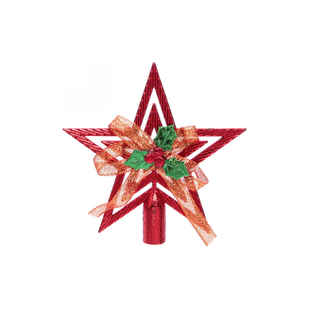 Изображение товара Звезда на елку Серпантин "Классика" с бантом 9,5 см, Красный 201-1096