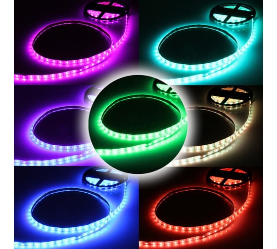 Изображение товара Гирлянда для дома Серпантин лента светодиодная, самоклейка, 5 м*10 мм, 270 ламп LED, 7 цветов, с пультом, степень защиты IP64 542-355