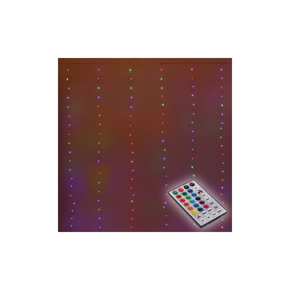 Изображение товара Гирлянда для дома Серпантин ЗАНАВЕС "Magnificent" ш3* в2,8 м 280 ламп LED, прозрачный провод, более 8 режимов, с пультом Д/У на подвесах, IP-20, RG/RB (USB) 183-0232