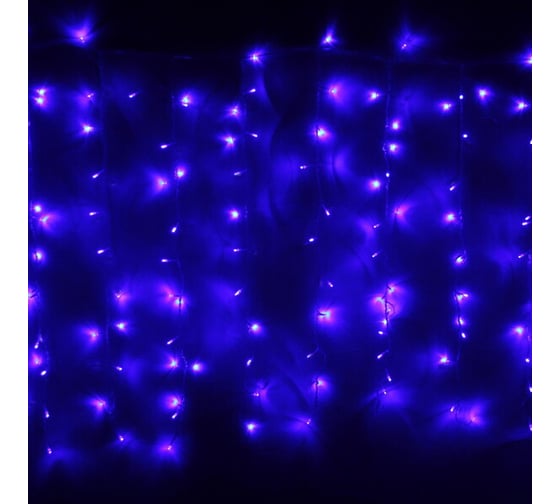 Изображение товара Гирлянда для улицы Серпантин ЗАНАВЕС "Мерцание" ш2* в1,5 м 320 ламп LED, прозрачный провод, 1 режим, IP-54, Синий (возможность соединения) 183-805