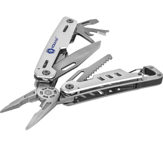 Изображение товара Мультитул КОБАЛЬТ 11 в 1, корпус из нержавеющей стали, рукоятки из алюминия, чехол для хранения 918-268