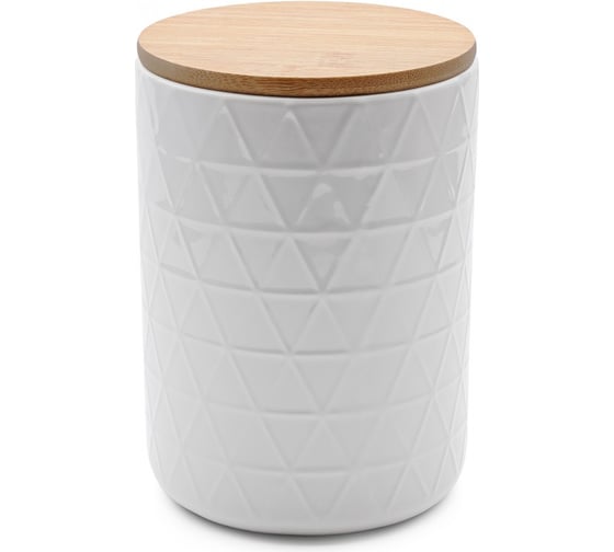 Изображение товара Банка керамическая APOLLO Hold 11х11х15.6 с деревянной бамбуковой крышкой для хранения сыпучих продуктов, контейнер для крупы HLD-15