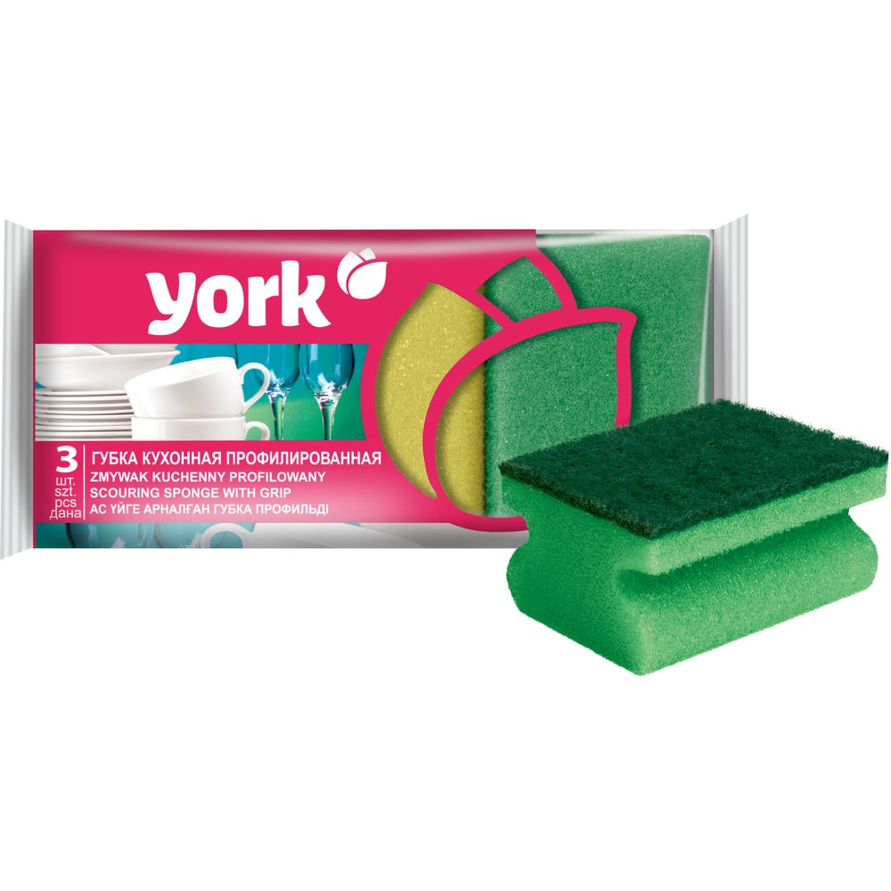 york губки для посуды york профилированная 5 шт 6 уп Профилированные губки YORK