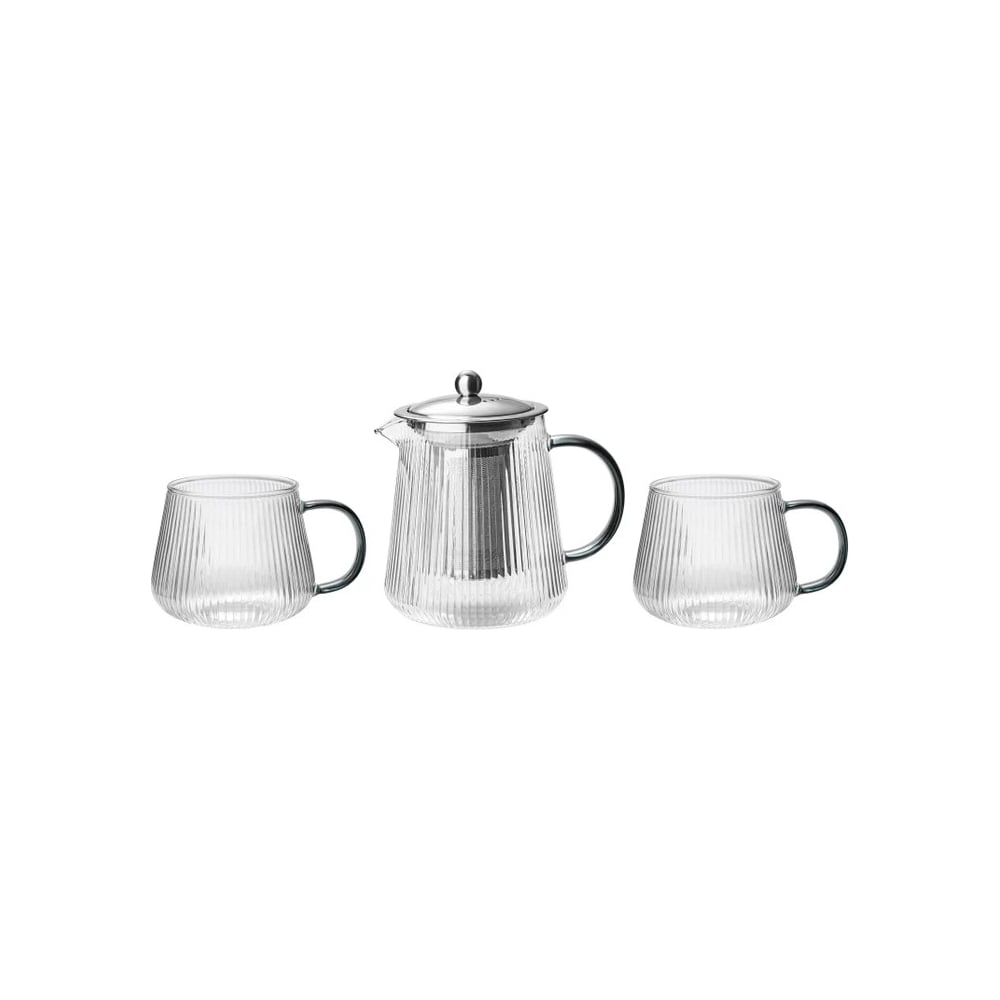 Изображение товара Набор чайник 950 мл и 2 кружки 300 мл APOLLO STR-040 стекло