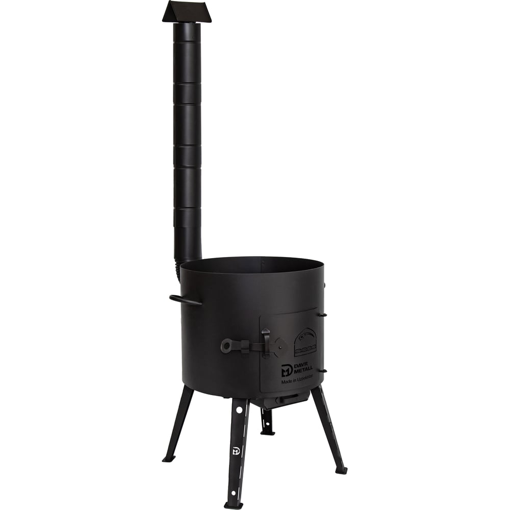 Изображение товара Печь для казана Davr Metall 10 л диаметр 36 см сталь с трубой дверцей зольником