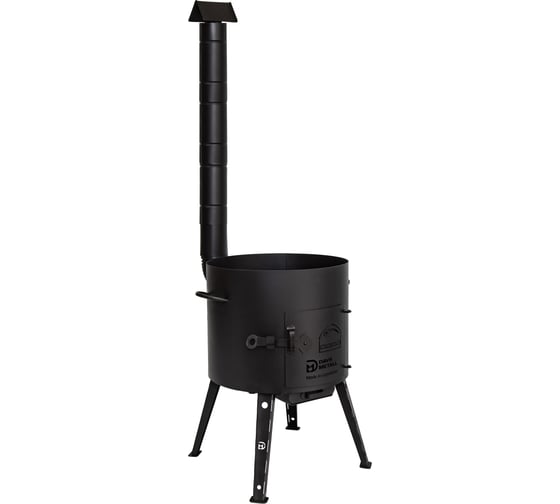 Изображение товара Печь для казана Davr Metall 10 л, диаметр 36 см, сталь 2 мм, с трубой, дверцей, зольником, съемные ножки печь10л(труба)