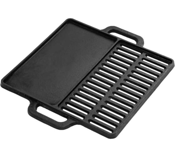 Изображение товара Чугунная решетка гриль + противень Davr Metall 400х360 мм, прямоугольная решетка400х360(плато)
